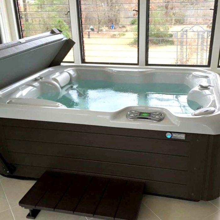 Hot Spring Spa portable hot tub installed inside